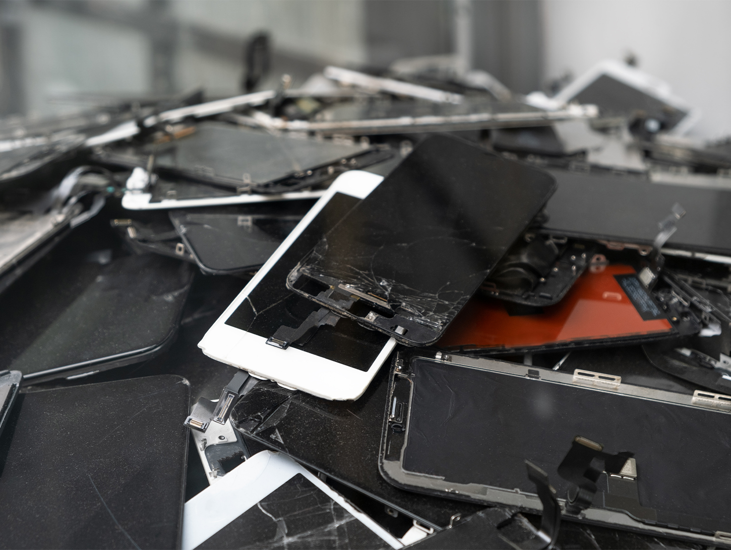 Phones disposed of in a pile