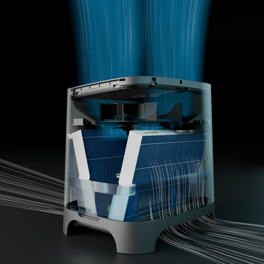 Armin Luftbefeuchter Luftstromdiagramm GIF